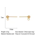 Goldene Ohrstecker aus Edelstahl mit Kugel und 2 mm offener Öse für DIY-Schmuck - Runder Perlenkopf Ohrringpfosten (Q652)