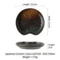 Japanese ceramic lotus leaf shaped plate in dark brown finish for snacks and sushi - 5 Inch / Amber Brown