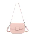 Bolso bandolera de cuero PU rosa para mujer, diseño de solapa chic con cierre cuadrado. - Rosa