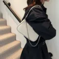 Bolso de hombro con textura tejida blanca para mujer bolso axilar casual elegante diario accesorio - Blanco