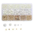 Kit de fabrication de bijoux en perles DIY avec 15 grilles perles blanches et espaceurs dorés - Set 15 Grilles 720 Pièces / Boîte de Couleur
