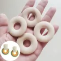 Anneaux en bois pour boucles d'oreilles DIY fabrication de bijoux artisanaux naturels - Rond / Diamètre env. 4.5cm / Couleur bois naturel