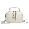 Bolso de hombro acolchado de cuero suave para mujer moda nueva para la primavera - Blanco Roto