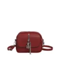 Bolso bandolera rojo con lindo colgante de oso y cadena de borlas, bolso de mujer elegante. - Rojo