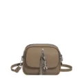 Women's chic khaki crossbody shoulder bag with metal tassel and cute bear charm for daily commute. - Khaki