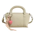 Bolso de mano elegante grano litchi forma almohada con dije, bolso cruzado elegante. - Con Colgante / Verde claro