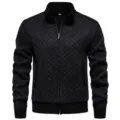 Chaqueta de punto para hombre cuello alzado cremallera informal manga larga cardigan - M / Tops / Negro