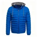 Homme hiver capuche veste rembourrée décontractée chaud fermeture éclair manteau bleu mode - S / Hauts / Bleu