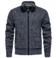 Men's winter warm knit cardigan zip up jacket stand collar casual outerwear sweater - M / Tops / Dark Gray