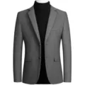 Men's stylish wool blend blazer jacket autumn winter casual business formal coat top - M / Tops / Gray