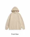 Sweat à capuche ample pour homme en suédine décontracté style streetwear avec poche kangourou. - Blanc Cassé