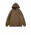 Sweat à capuche décontracté en suédine pour homme vue de détail, style streetwear automne. - M / Hauts / Café