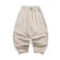 Men's casual loose harem trousers linen style beige breathable yoga pants summer wear - M / Bottoms / Off White