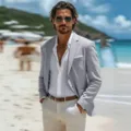 Men's casual blazer suit jacket slim fit stylish Italian style outerwear for daily wear. - XS / Tops / Light Gray
