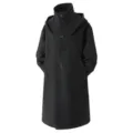 Men's Black Woolen Coat Hooded Double Collar Long Trench Jacket Winter Outerwear - M / Tops / Black
