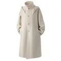 Mens wool blend coat hooded mid length casual outerwear winter warm overcoat beige - M / Tops / Off White