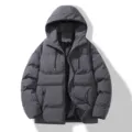 Heren winter hooded gewatteerde jas dik warme casual bovenkleding jas donkergrijs - M / Tops / Grijs