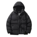 Heren Winter Gevoerde Gewatteerde Jas met Capuchon Casual Warm Outfits Zwart - M / Tops / Zwart