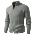 Men's Half-Zip Ribbed Knit Cardigan Fall Winter Casual Full-Zip Sweater Outerwear - Grey Green
