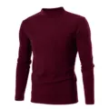 Detalle y vista de la tela de la camiseta térmica de manga larga con cuello alto color burdeos. - M / Tops / Burdeos