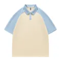 Men's casual colorblock short sleeve polo shirt, loose fit summer casual knitwear top. - M / Tops / Apricot