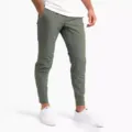 Men's slim fit casual trousers summer lightweight stretch breathable green pants activewear - XS / Bottoms / Army Green