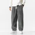 Pantalon de loisirs ample en velours cotes gris homme droit harem pour automne - M / Bas / Gris