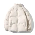 Herren Winter Freizeit Stehkragen einfarbig gefuetterte Jacke warme Pufferjacke Oberteil - S / Oberteile / Gebrochenes Weiß