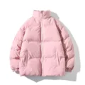 Piumino rosa variante, cappotto invernale caldo tinta unita collo alto per tempo libero. - Rosa