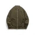 Blouson aviateur vert tendance pour homme loose fit streetwear utility veste chic. - M / Hauts / Vert Militaire