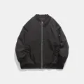 Blouson aviateur noir décontracté pour homme, veste de vol ample pour l'automne et l'hiver. - M / Hauts / Noir