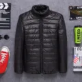 Giacca imbottita uomo invernali leggera nera collo alto piumino corto casual - Taglia M / Top / Nero