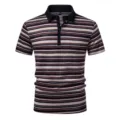 Men's summer casual striped lapel short sleeve polo shirt, trendy European size apparel. - S / Tops / Style 1