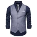 Gilet de costume casual d'affaires pour hommes avec chemise et cravate, élégant. - S / Hauts / Gris clair