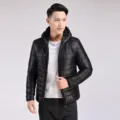 Giacca invernale imbottita leggera da uomo cappotto caldo con cappuccio casual - Taglia M / Top / Nero