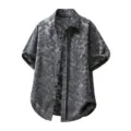 Camisa hombre manga corta vintage desgastado casual playa parte superior de verano - S / Tops / Gris