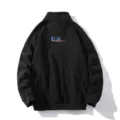 Men's black fleece embroidered sweatshirt back detail, casual loose autumn winter style. - S / Tops / Black