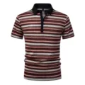 Men's striped short sleeve polo shirt, casual summer top with contrast lapel collar. - S / Tops / Style 2