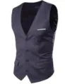 Gilet de costume slim pour homme élégant style business casual avec boutons variante. - S / Hauts / Gris foncé