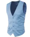 Men's slim fit suit vest casual business waistcoat for spring and summer fashion style - S / Tops / Light Blue