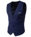 Men's Slim Fit Suit Vest Dark Blue Business Casual Waistcoat for Men Spring Summer - S / Tops / Navy Blue