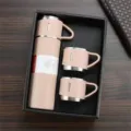 Detailansicht des pfirsichrosa 304 Edelstahl Thermoskanne-Sets in einer schwarzen Box. - 500ml / Rosa Set