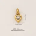 Gold stainless steel heart pendant charm with clear crystal birthstone for DIY jewelry. - April Birthstone / Pendant Only (No Chain) / Gold/White