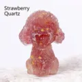 Statuina di barboncino in resina con quarzo fragola e scaglie d'oro, arredo - Quarzo rosa