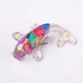 Artisan koi fish resin ornament with colorful crystal stones and gold foil accents - Abalone Shell
