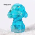 Statuetta di cane teddy in resina turchese blu con scaglie d'oro e cristalli - Turchese blu