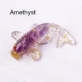 Elegant amethyst crystal koi fish resin figurine ornament with sparkling gold foil flakes - Amethyst