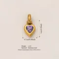 Exquisite gold-plated stainless steel heart pendant featuring a purple gem with measurements - June Birthstone / Pendant Only (No Chain) / Gold/Purple