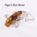 Handcrafted resin koi fish ornament with natural Tiger's Eye stone chips and gold flakes - Tiger's Eye