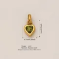 316 Stainless steel gold heart pendant with green gemstone birthstone, 1cm charm - August Birthstone / Pendant Only (No Chain) / Gold/Green